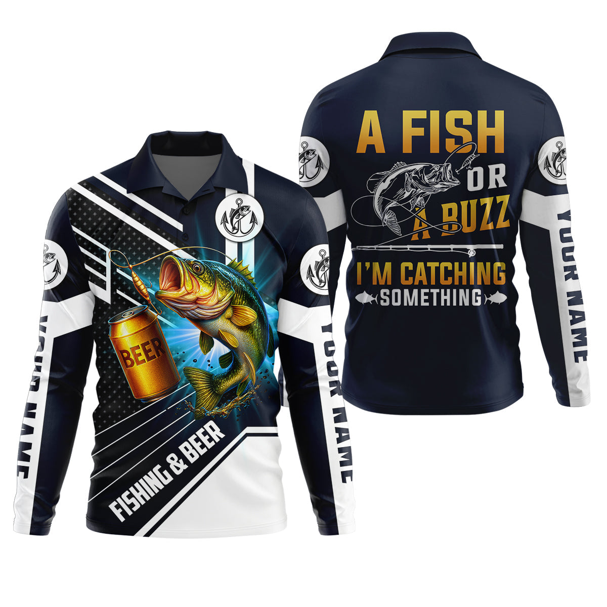 A Fish Or A Buzz I'm Catching Something Funny Fishing Shirt, Fishing And Beer SPF Shirt For Men