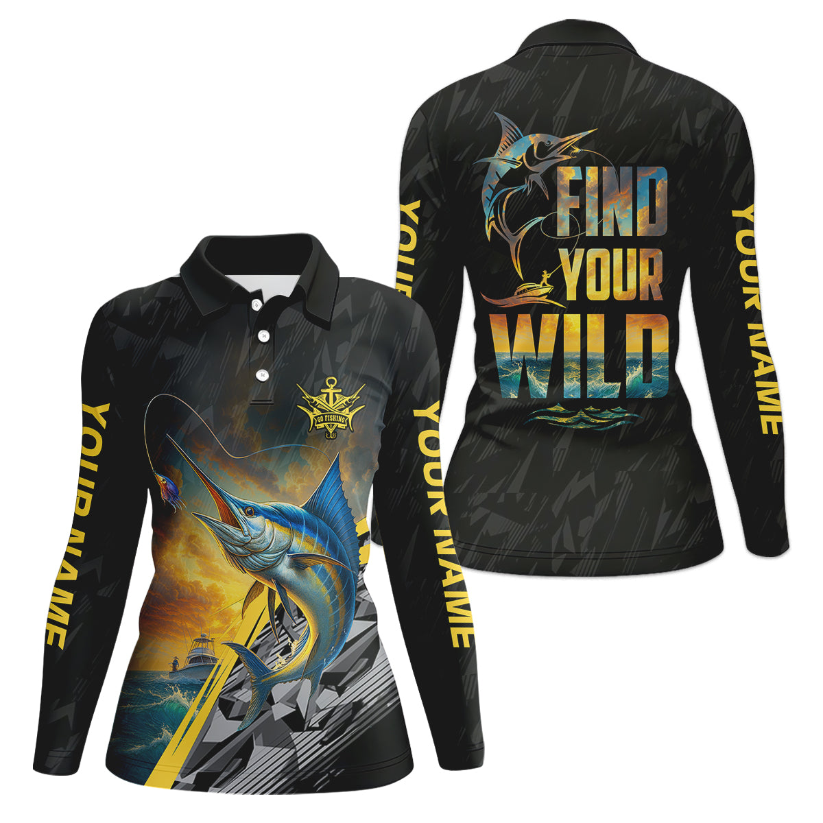 Find Your Wild Swordfish Fishing Women SPF Shirt, Fishing Shirt For Women, Female Fishing Shirts