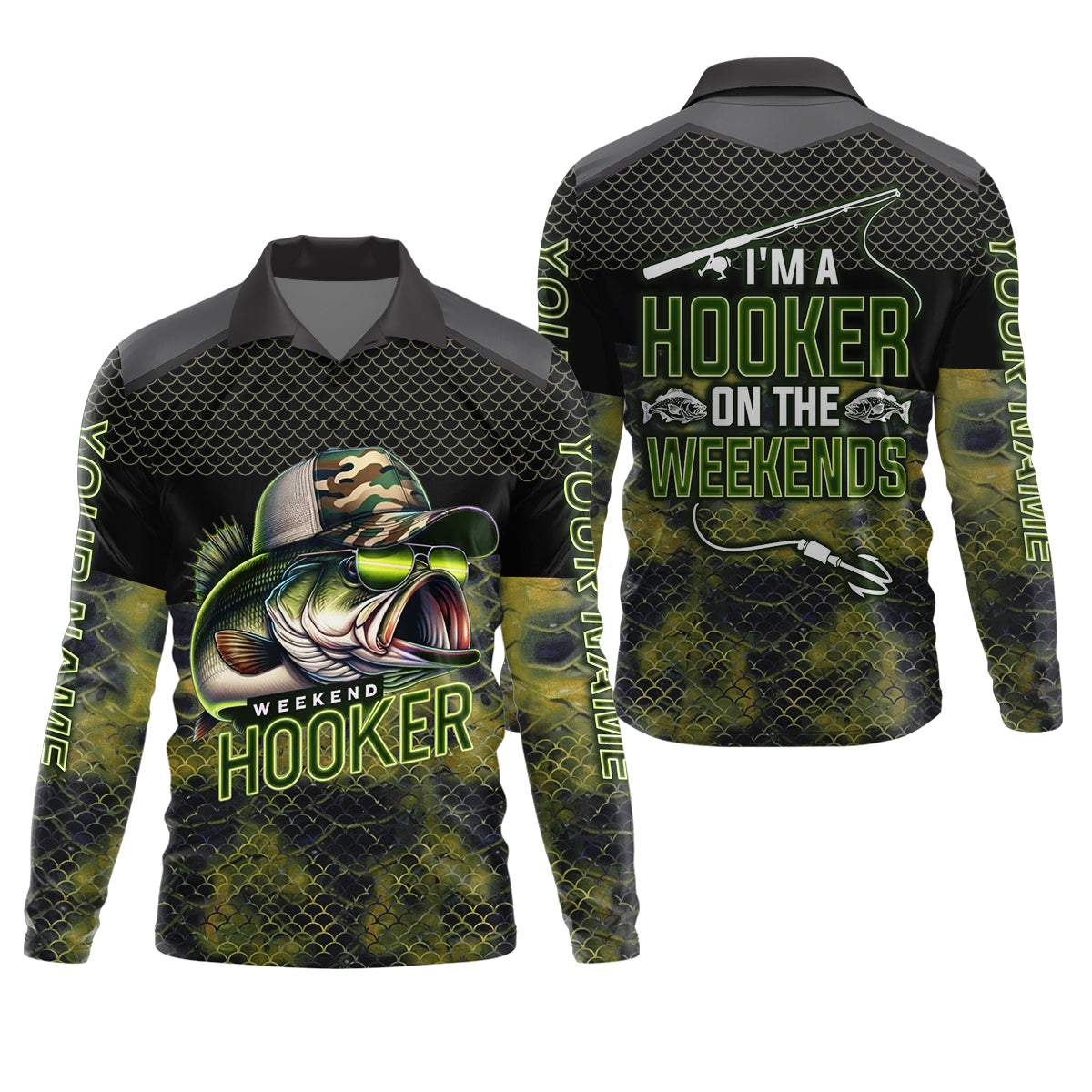 Weekend Hooker Camouflage Fishing Shirts, Fishing UPF Shirts, Men's Fishing Shirts Long Sleeve