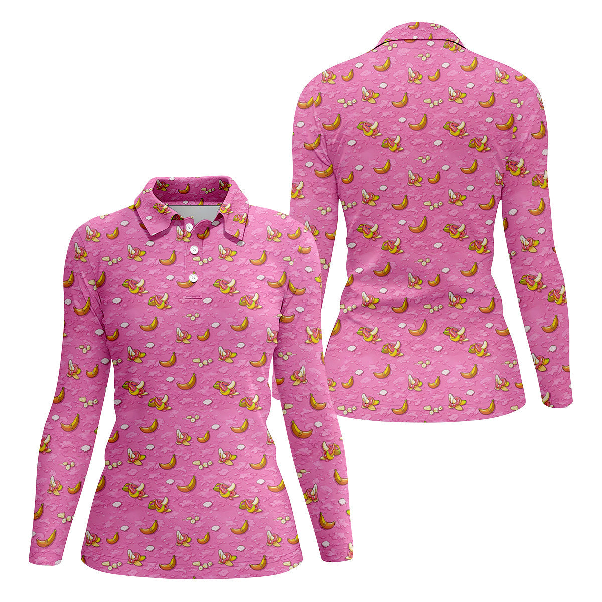 Banana And Donut Dirty Humor Pink Golf Shirt, Fun Women's Golf Shirts, Valentines Golf Gift, Ladies Golf Polos