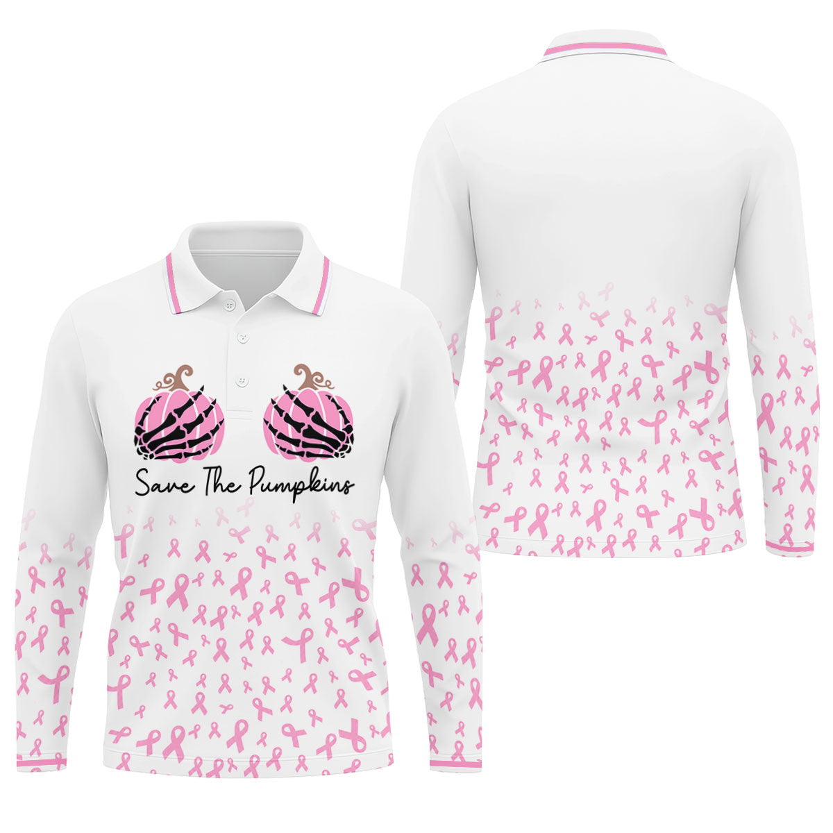 Save The Pumpkins Breast Cancer Polo Shirt, Mens Polo Shirts, Golf Apparel For Men