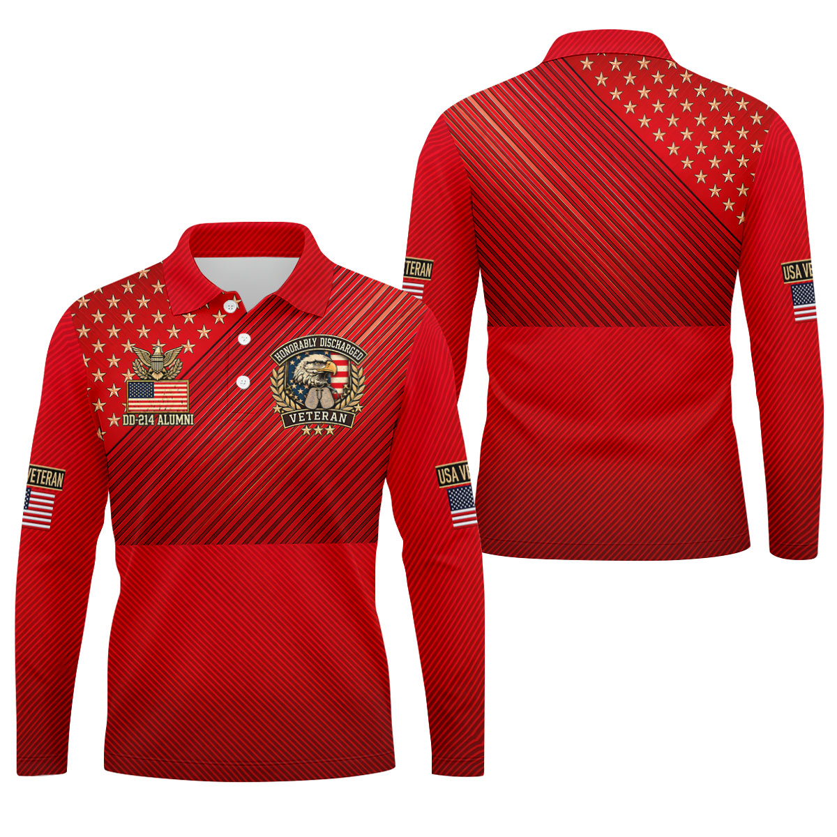 Veterans Day USA Eagle Emblem Polo Shirt, Golf Shirts For Men, Mens Golf Polo