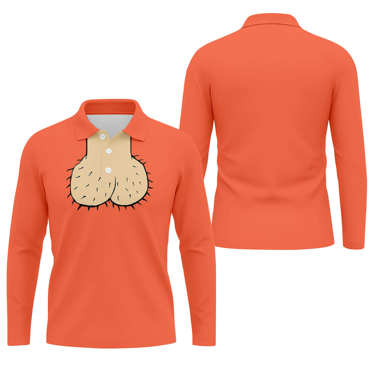 Orange Funny Dickhead Faux Chest Golf Shirt, Golf Shirts For Men, Mens Golf Apparel