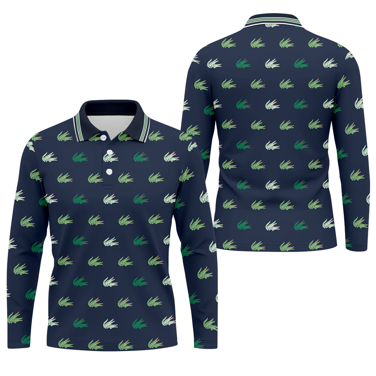 Navy Crocodile Pattern Golf Shirt, Mens Polo Shirt, Golf Shirts For Men, Performance Golf Shirt