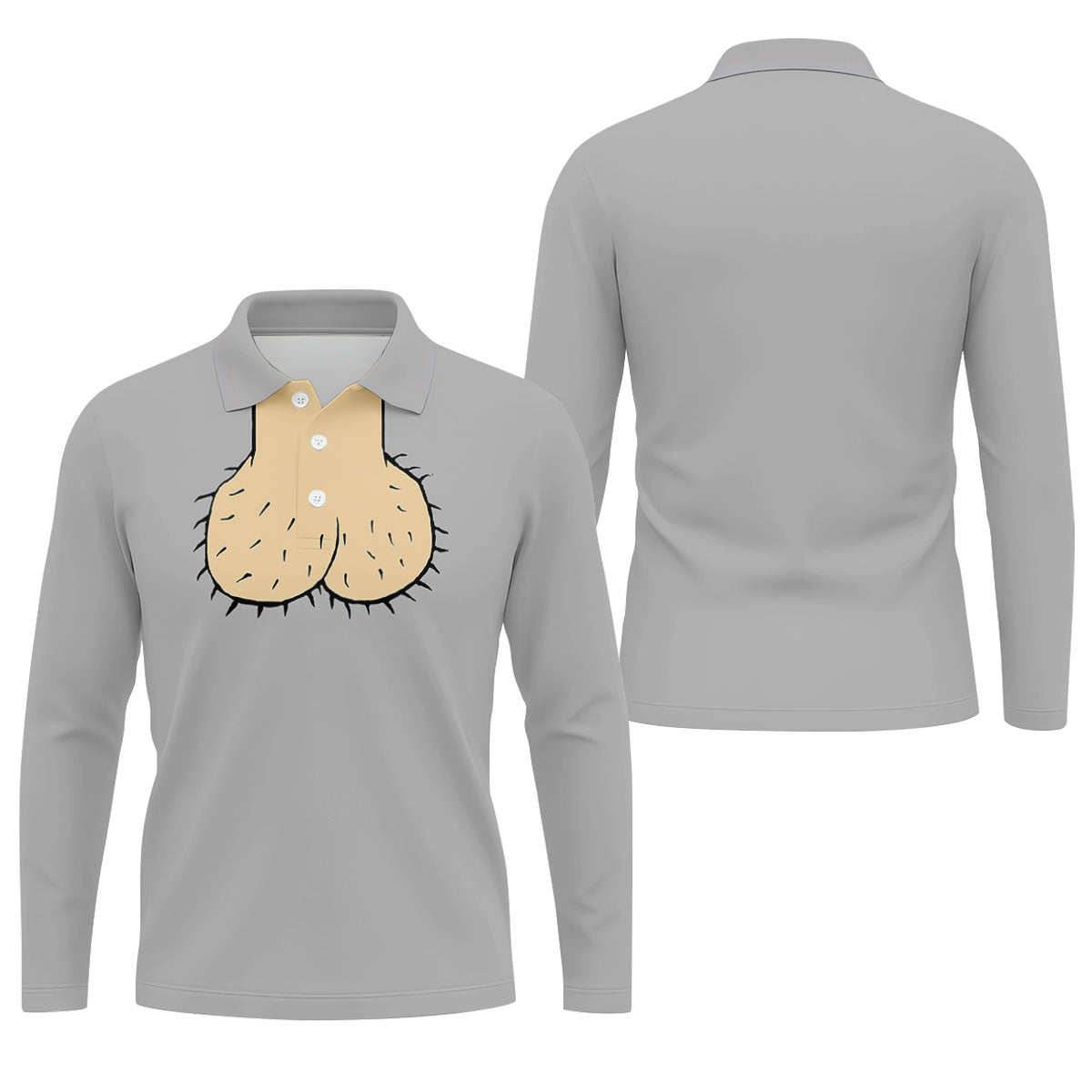 Gray Funny Dickhead Faux Chest Golf Shirt, Mens Golf Polo, Printed Golf Shirts
