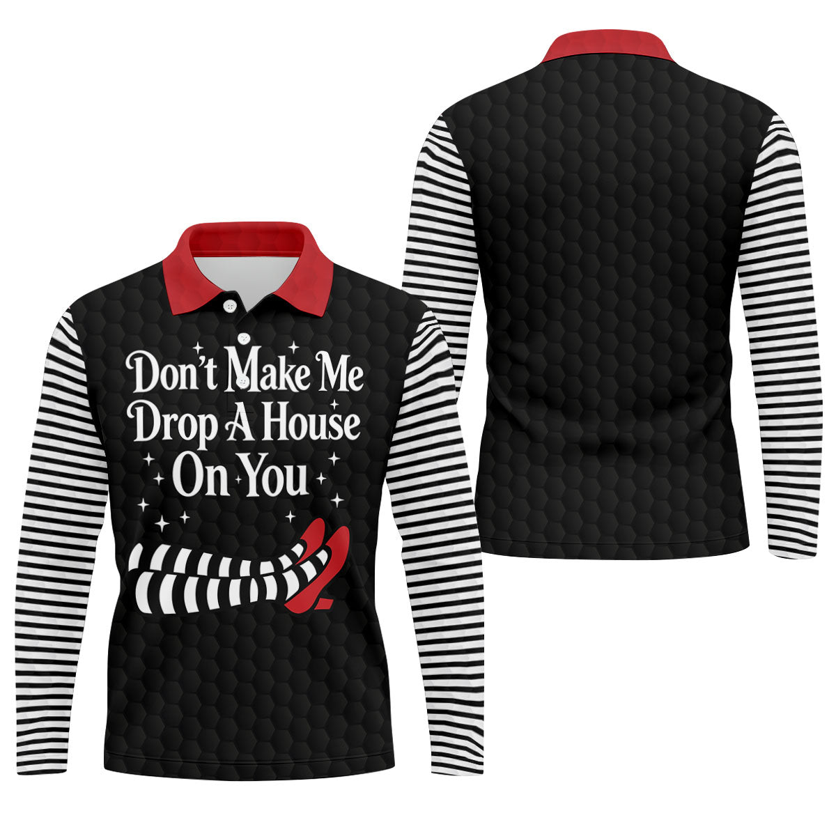 Don't Make Me Drop A House On You Polo Shirt, Halloween Golf Shirt, Mens Golf Apparel