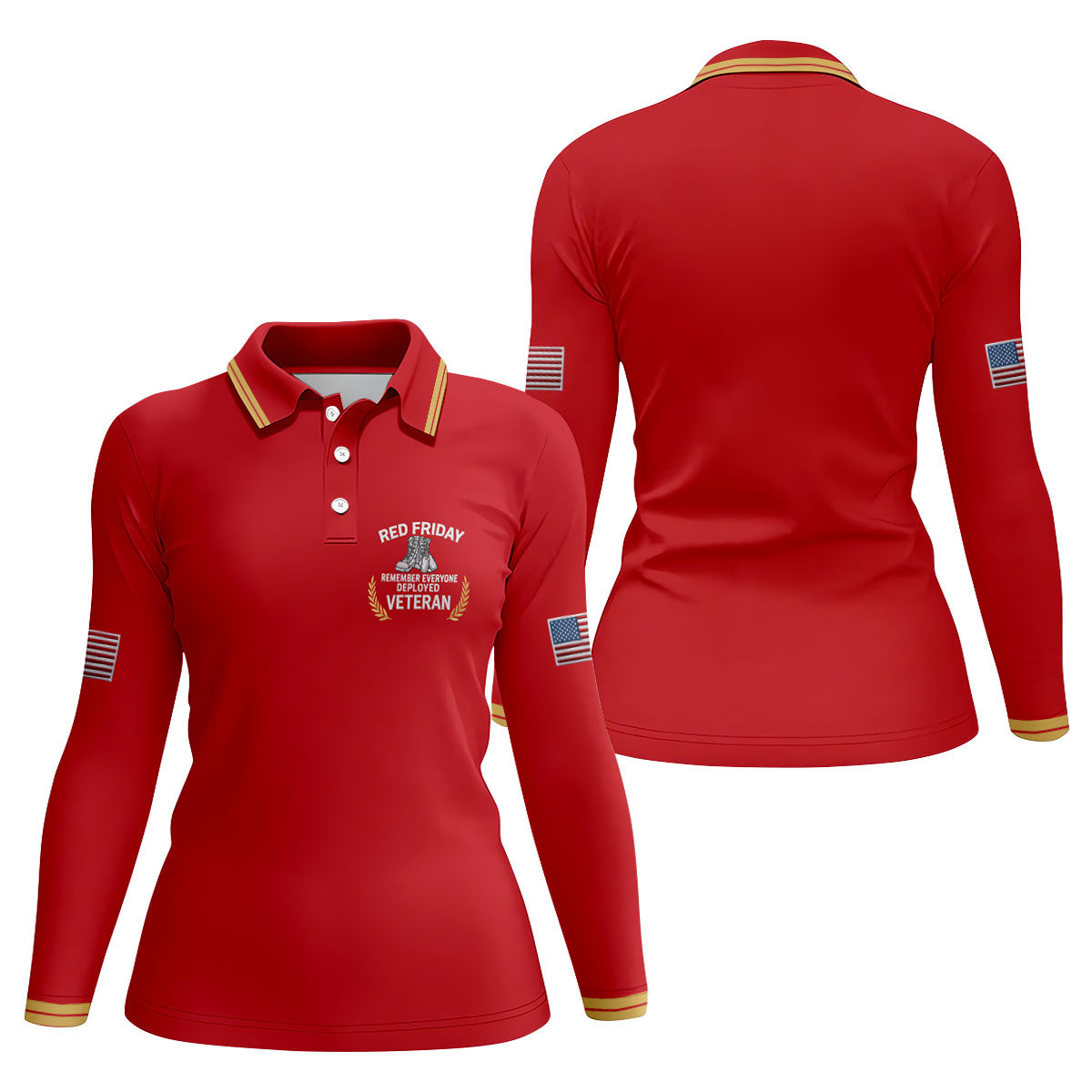 Red Friday Veteran Memorial Patriotic 4th Of July Golf Shirt, 250 Years Women's Golf Tops