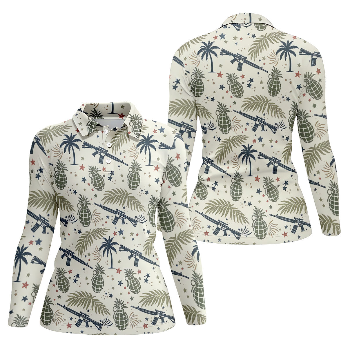 Pineapple Grenade 250 Years Tropical Theme Retro Golf Shirt, Patriotic 4th Of July Women's Golf Tops