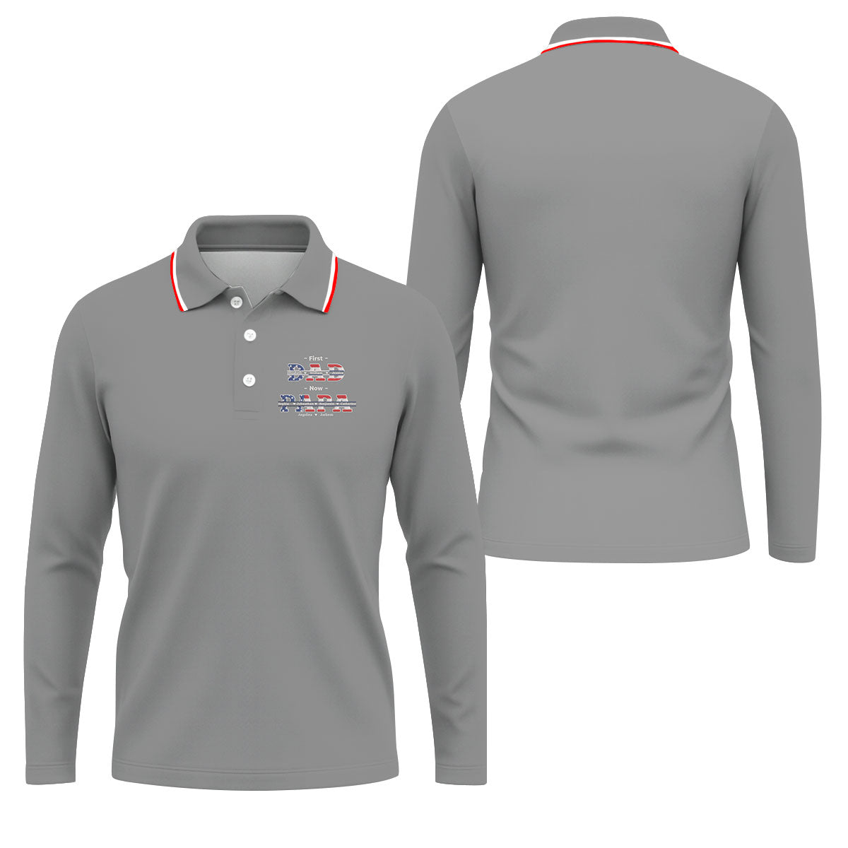 Gray First Dad Now Grandpa Golf Polo Shirt, Mens Golf Polo, Printed Golf Shirts