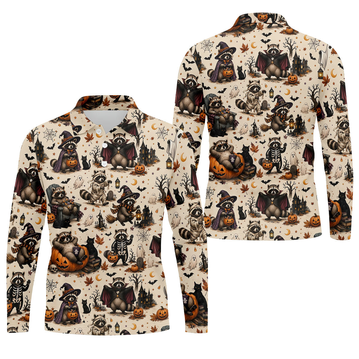 Jimothy Raccoon Costume Halloween Golf Polo Shirt, Golf Clothing, Mens Golf Shirt