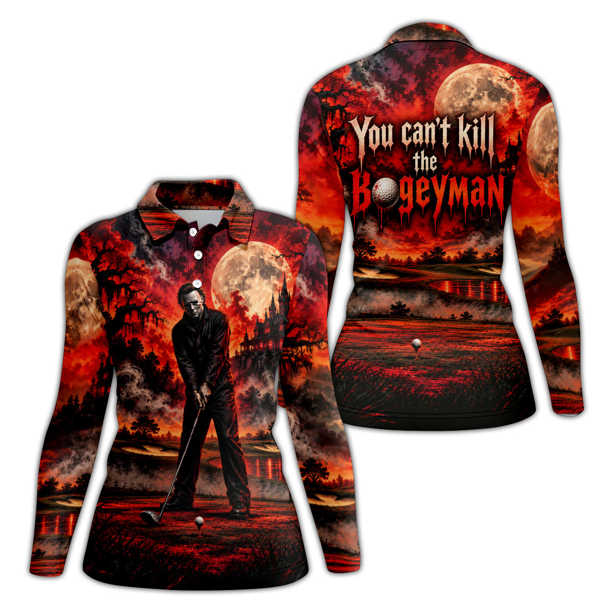 Can't Kill Bogeyman Horror Character Polo Shirt, Halloween Golf Shirt, Women's Golf Polo