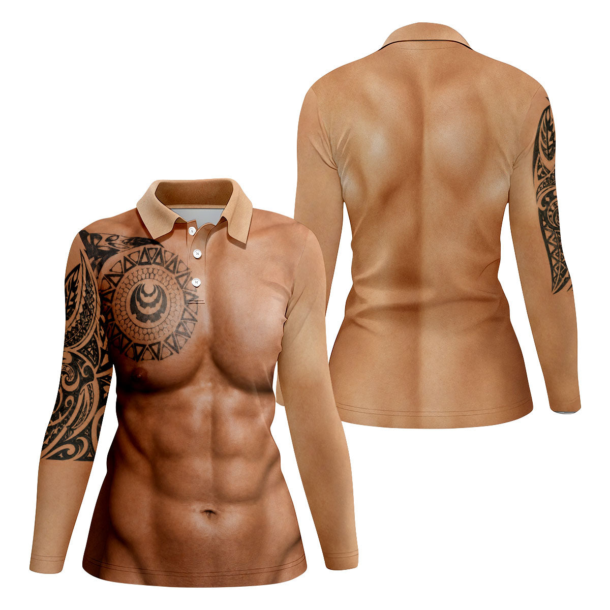 Funny Muscle Body Tattoo Print Golf Shirt, Funny Golf Shirt, Hawaiian Golf Shirt, Golf Tops For Women
