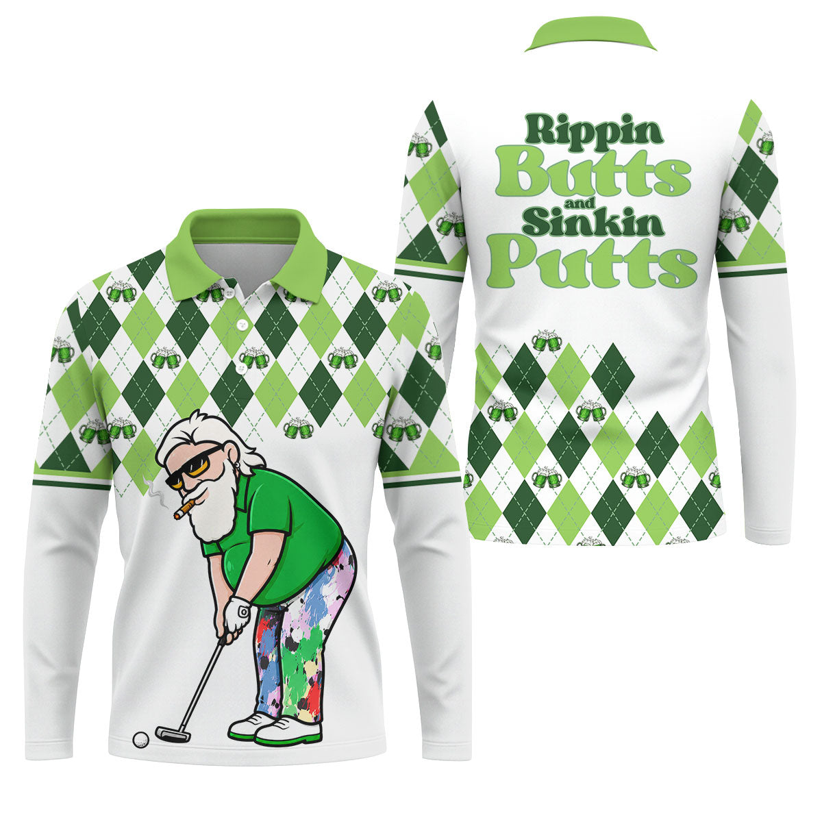 Funny Rippin Butts And Sinkin Putts Polo Shirt, Mens Polo Shirts, Mens Golf Apparel