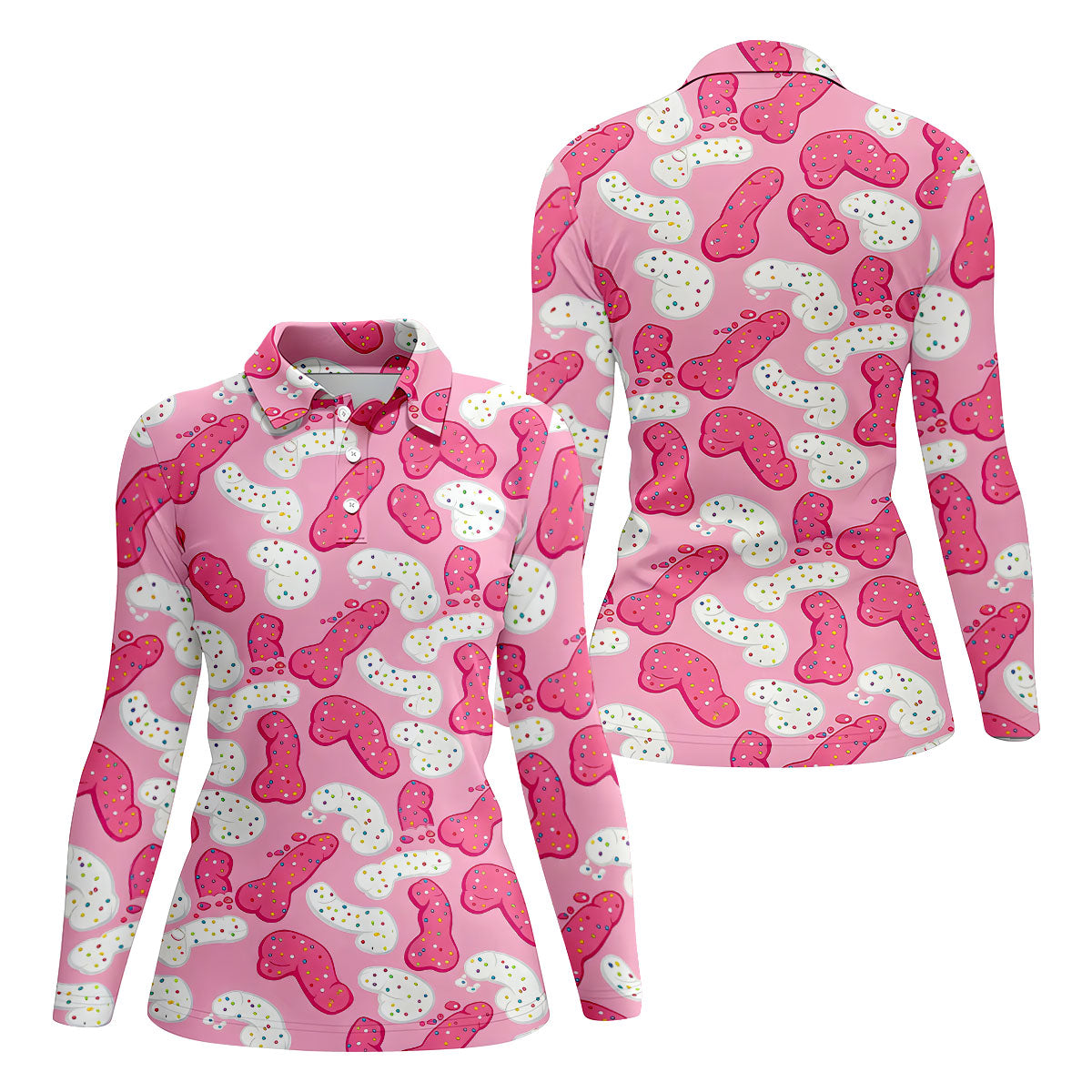 Funny Pink Frosted Cookie Adult Golf Shirt, Women’s Golf Tops, Golf Polo For Women