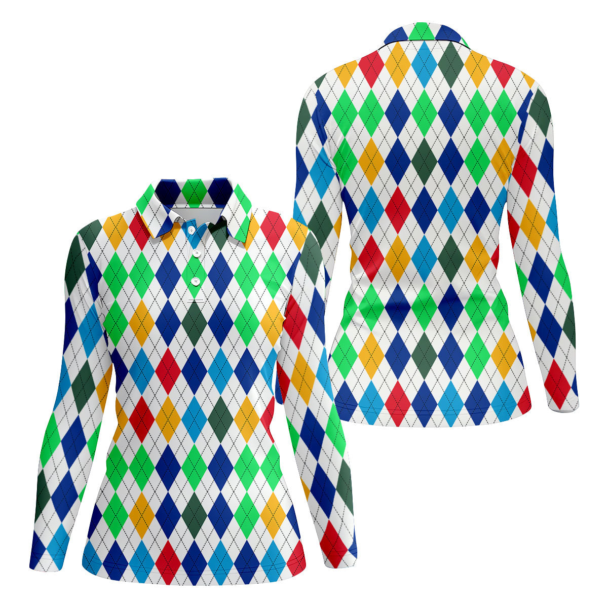 Colorful Argyle Golf Shirt, Classic Diamond Pattern Polo, Polo Shirts For Men