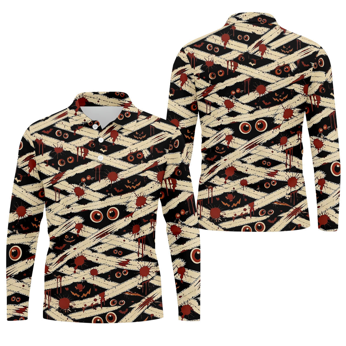 Mummy Horror Character Halloween Golf Polo Shirt, Golf Outfit For Men, Mens Golf Polo