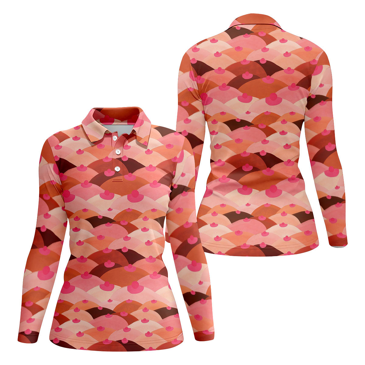 Funny Pink Abstract Body Print Golf Shirt, Women's Golf Shirt, Hawaiian Golf Shirt, Golf Polo For Women
