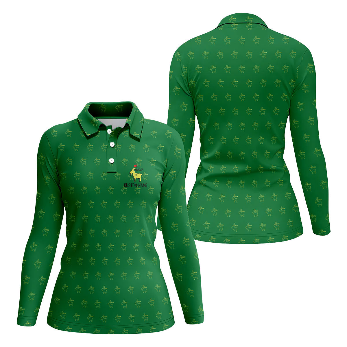 Tiger Woods Golf Tournament Goat Seamless Pattern Performance Golf Shirt, Women Golf Top