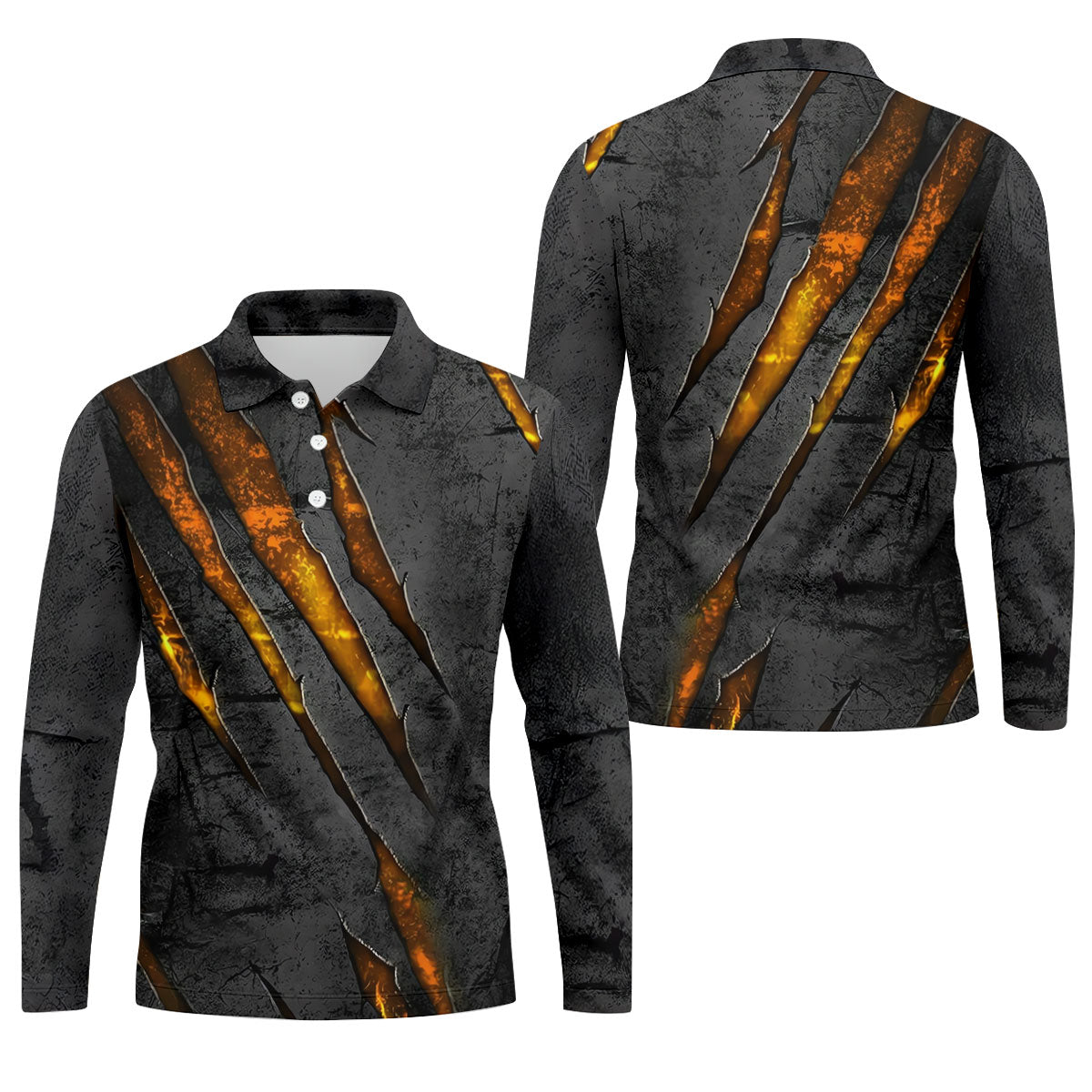 Yellow Claw Marks Hawaiian Golf Shirt, Scratch Print Men's Golf Shirt, Polo Shirts For Men