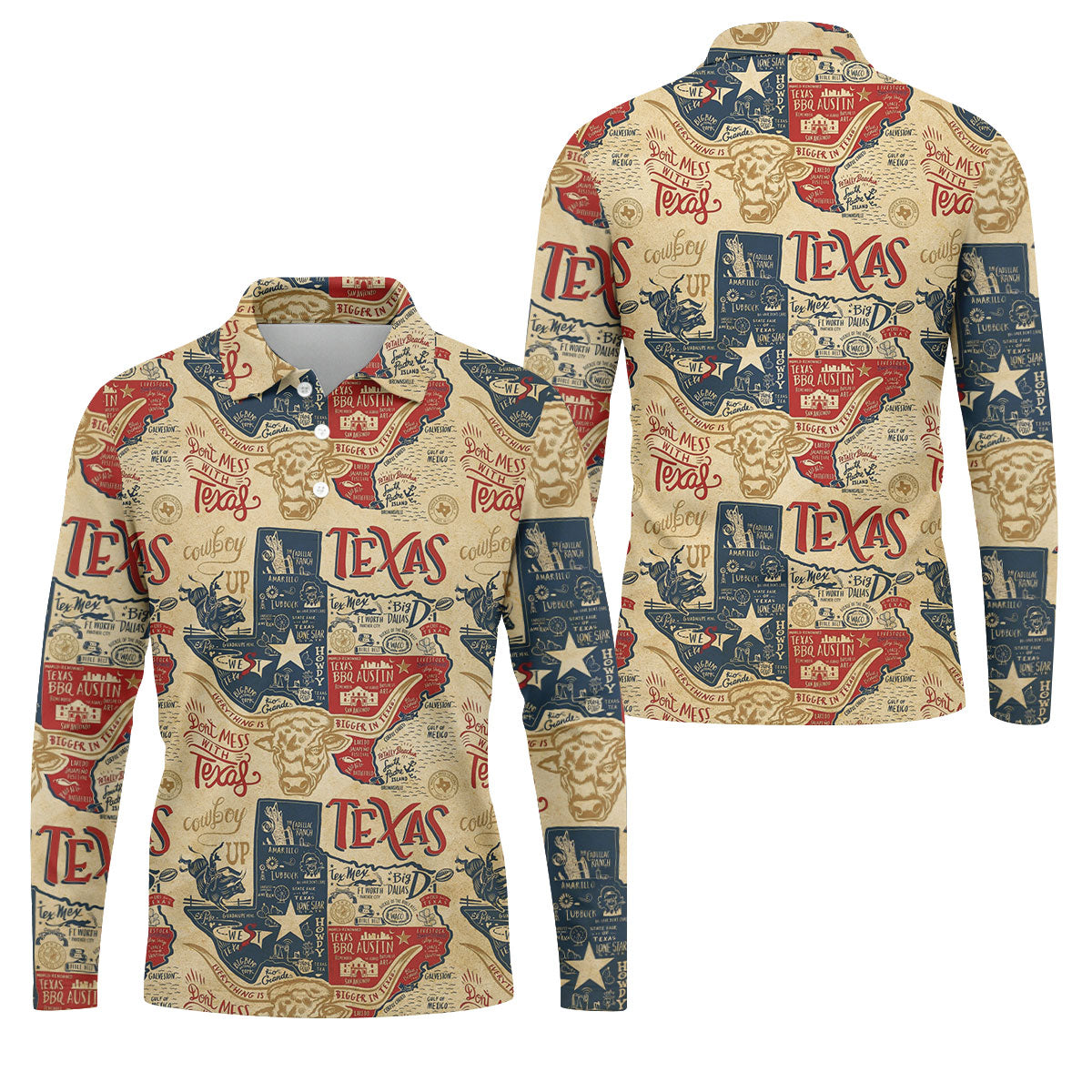 Don't Mess With Texas Western Theme Old West Golf Tops For Men, Polo ShirtFor Men, Golf Shirts For Men