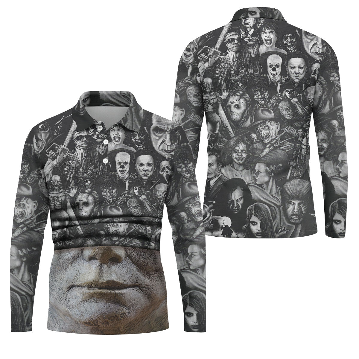 Pale Mask Horror Character Halloween Polo Shirt, Polo Shirts For Men, Mens Golf Apparel