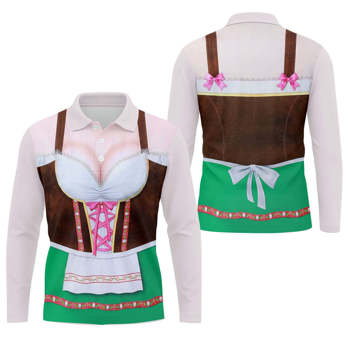 Funny Oktoberfest Dirndl Costume Polo Shirt, Mens Golf Polo, Golf Shirts For Men