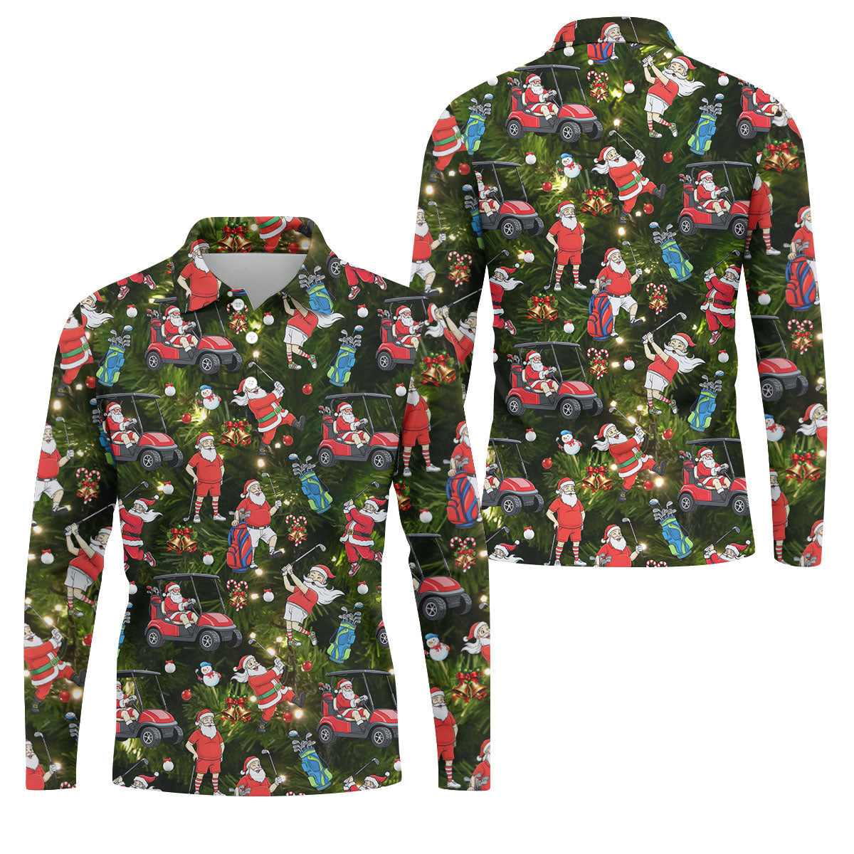 Funny Santa Claus Golf Pose Golf Tops For Men, Polo Shirts For Men, Christmas Golf Shirt, Mens Golf Gift