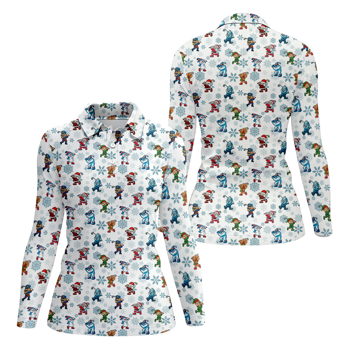 Christmas Characters Golf Pose Funny Golf Shirts, Christmas Golf Shirt, Couple Golf Shirt, Matching Golf Shirt