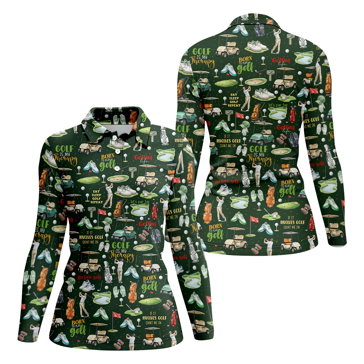 Born To Play Golf Let's Par Tee Green Golf Shirt, Fun Women's Golf Shirts, Ladies Golf Shirts, Golfing Apparel