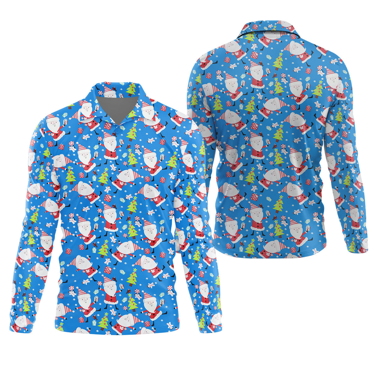 Funny Santa Claus Blue Golf Shirt, Christmas Golf Shirt, Fun Golf Shirts For Men, Golf Gift For Men