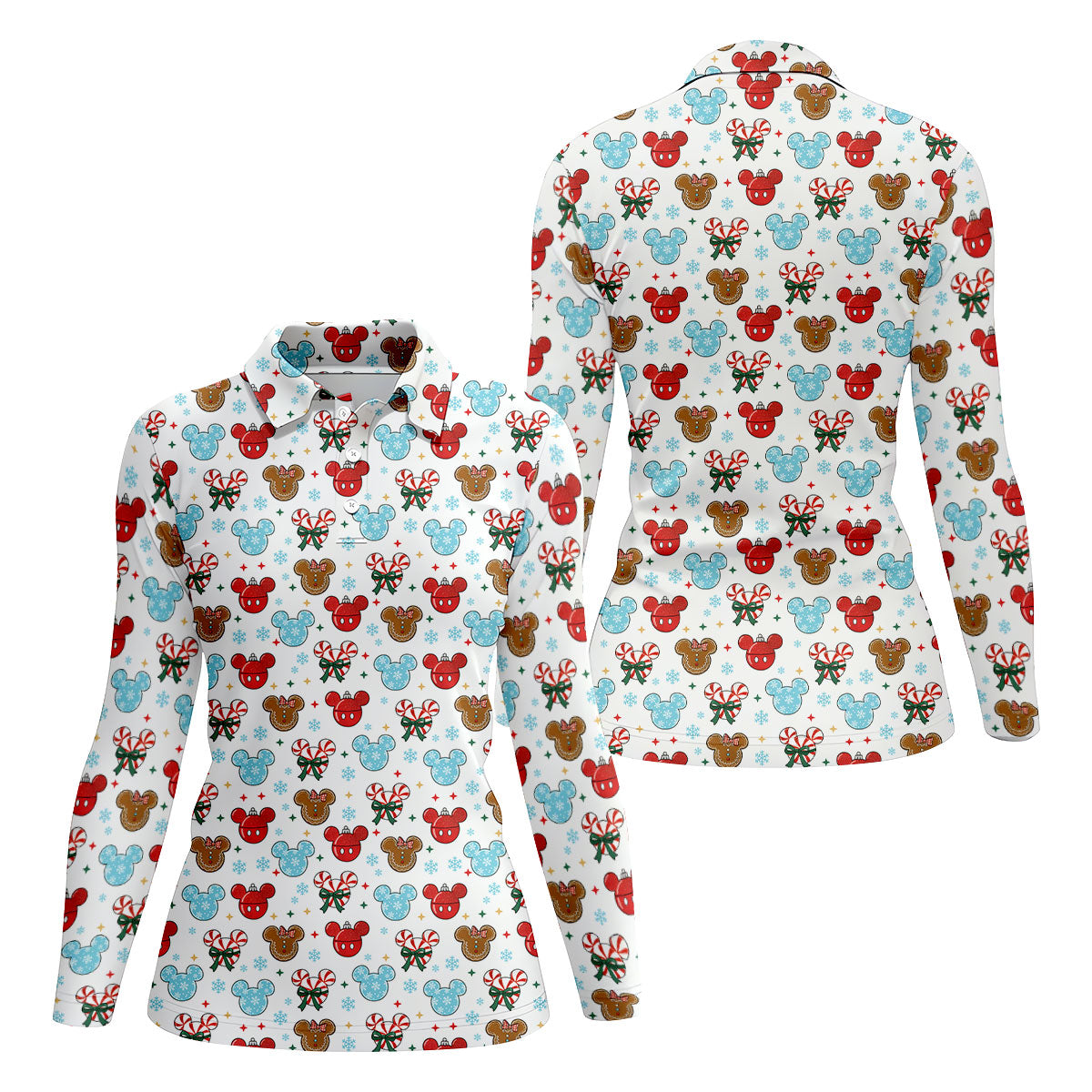 Funny Gingerbread Christmas Candy Cane Cute Women's Golf Clothes, Ladies Golf Shirts, Christmas Golf Shirt