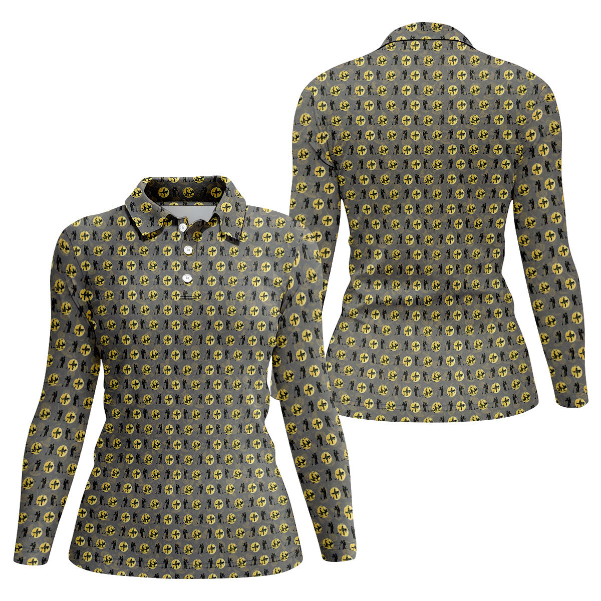 Halloween Horror Character Golf Pattern Polo Shirt, Ladies Golf Shirt, Golf Tops For Women