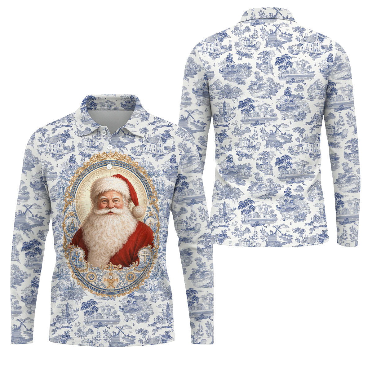 Xmas In July Santa Portrait Christmas Polo Shirt, Mens Golf Polo, Mens Golf Apparel
