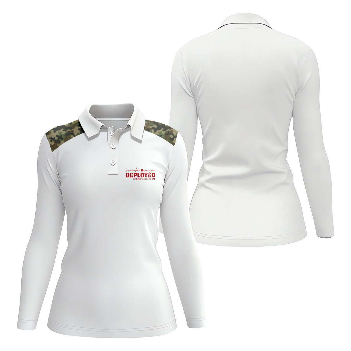 Remember Everyone Deployed Camo White Patriotic 4th Of July Golf Shirt, 250th Anniversary Golf Shirt For Women