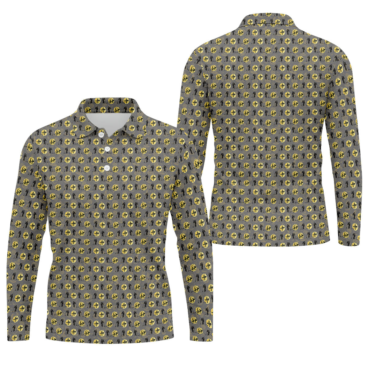 Halloween Horror Character Golf Pattern Polo Shirt, Men's Golf Shirt, Mens Golf Apparel