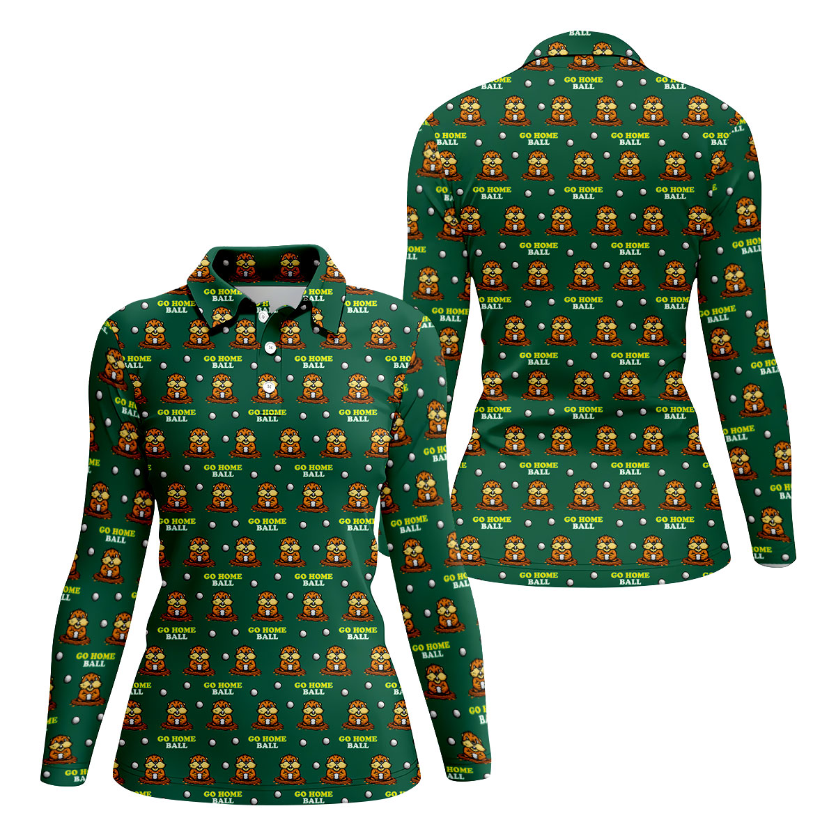 Go Home Ball Funny Groundhog Women's Golf Tops, Ladies Golf Shirts, Golf Shirt For Women