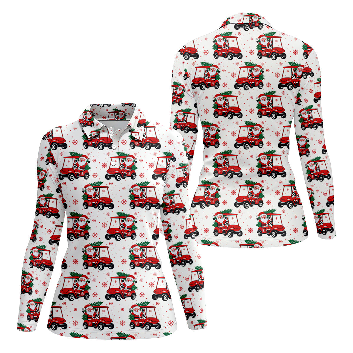 Santa Claus Golf Cart Christmas Golf Shirt, Women's Golf Tops, Ladies Golf Shirts, Golf Gift For Ladies
