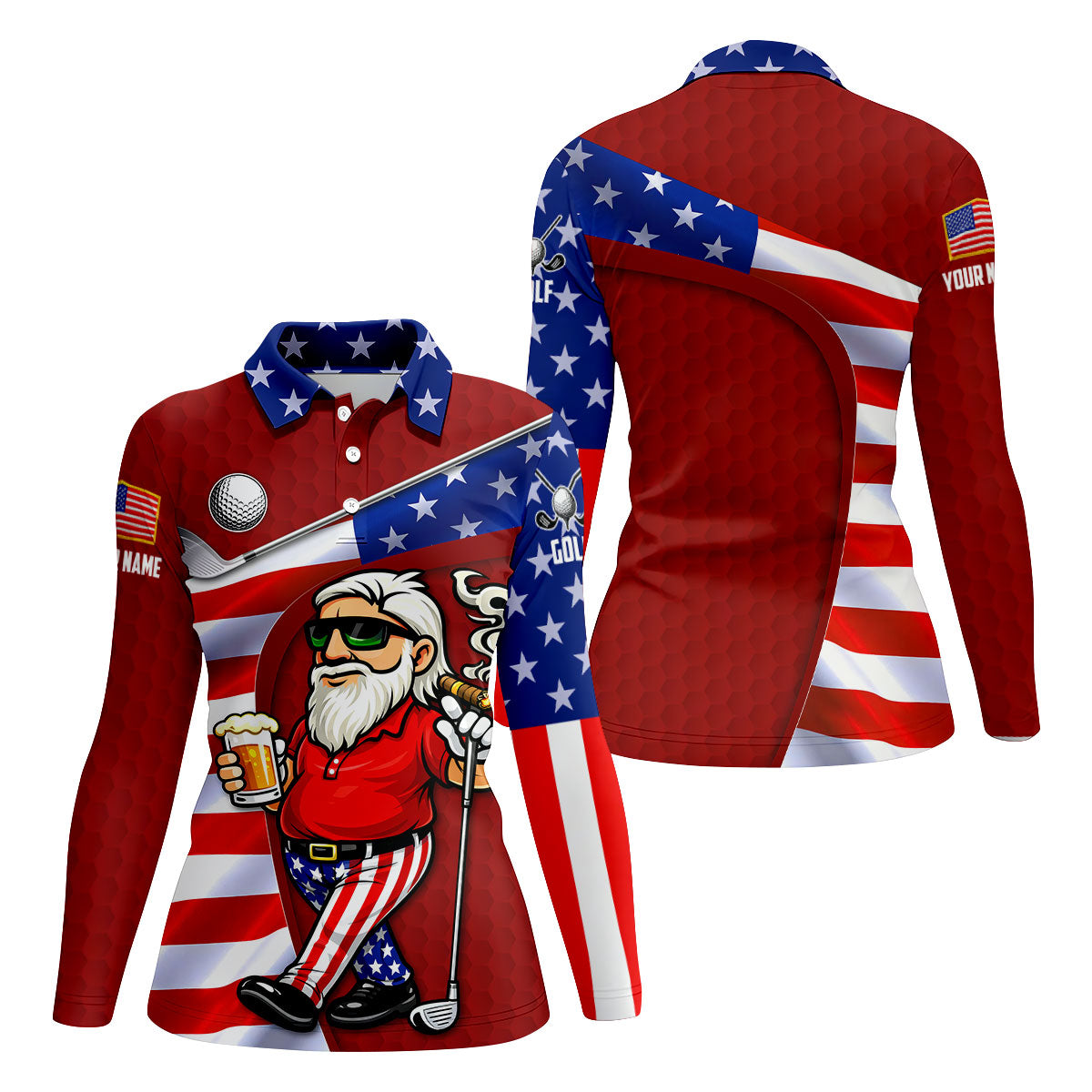 Golf And Beer Patriotic Man Golf Ball Pattern 4th Of July Red Golf Shirt, 250th Anniversary Women's Golf Tops