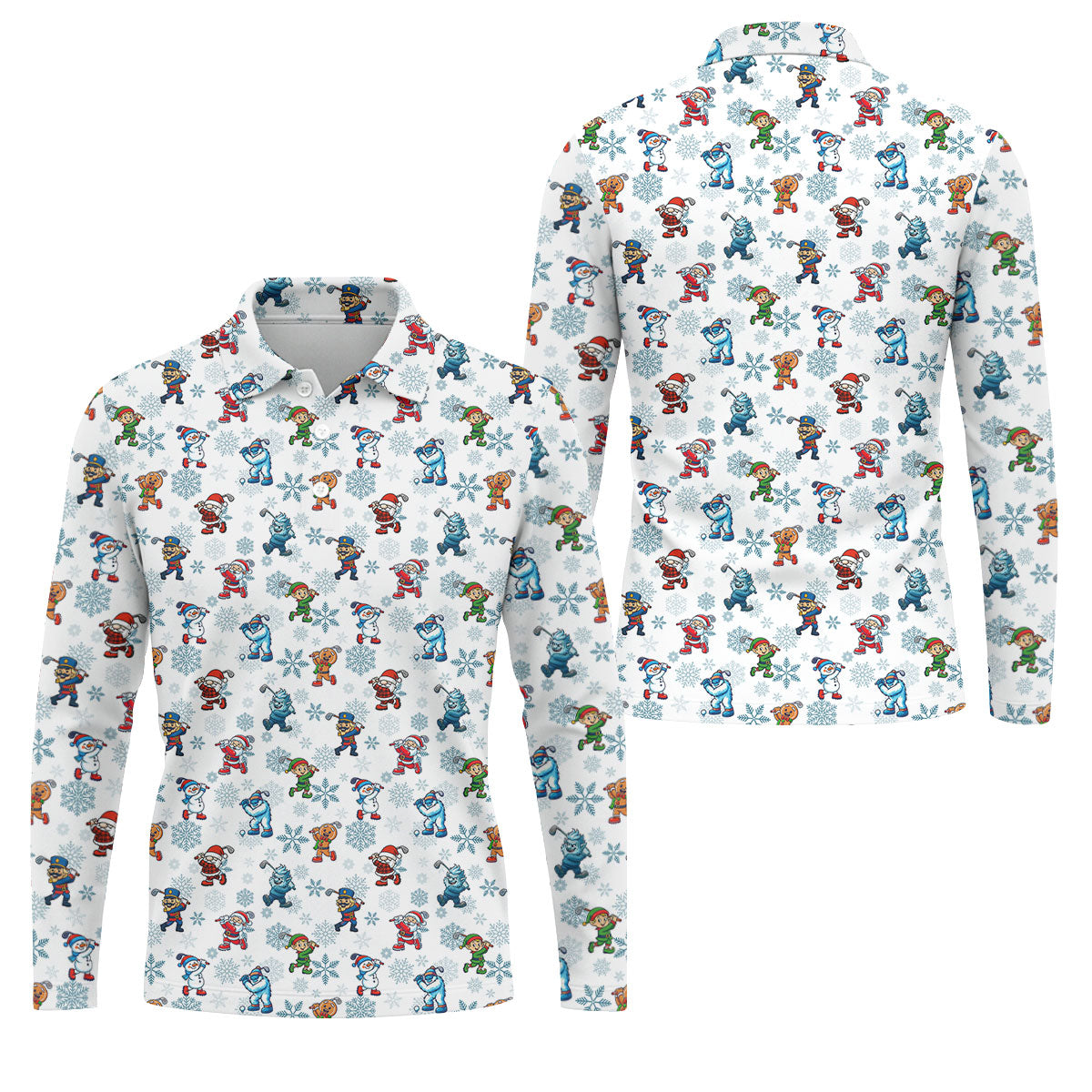 Christmas Characters Golf Pose Funny Golf Shirts, Christmas Golf Shirt, Couple Golf Shirt, Matching Golf Shirt
