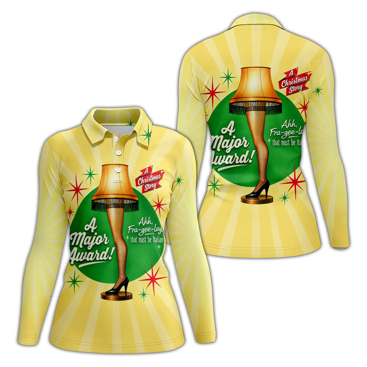 Christmas Leg Lamp Quote Golf Polo Shirt, Ladies Golf Shirts, Golf Shirts For Women