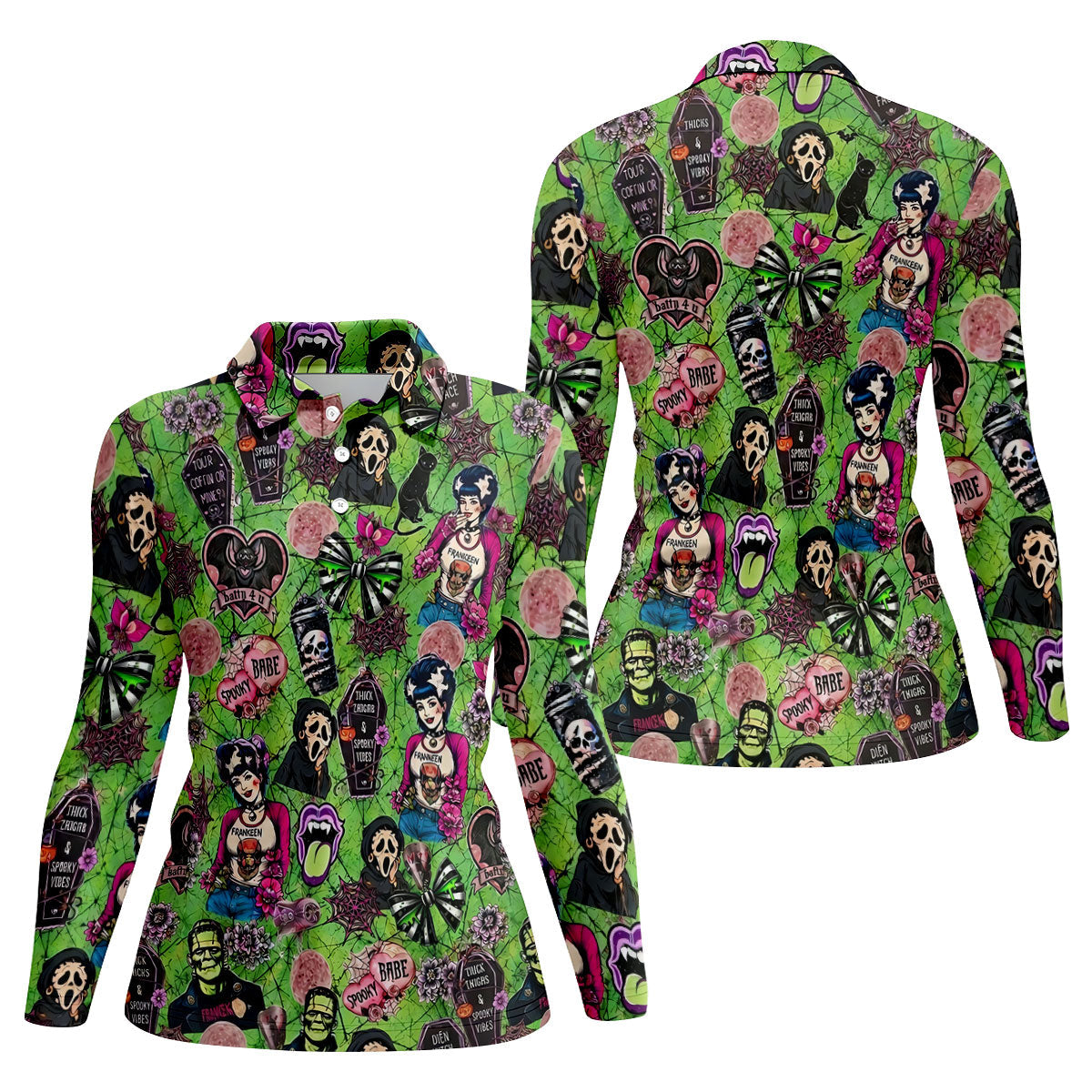 Halloween Horror Character Golf Polo Shirt, Womens Golf Polo, Golf Shirts For Women