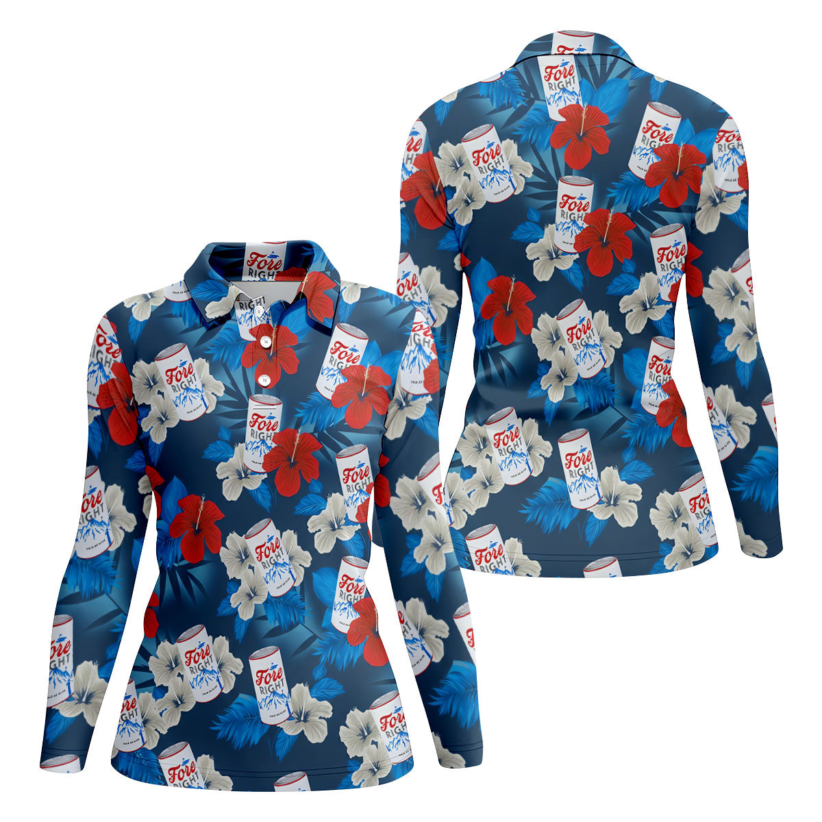 Fore Right Cold As Slice Golf And Beer Tropical Floral Golf Shirt For Women, Ladies Golf Shirts