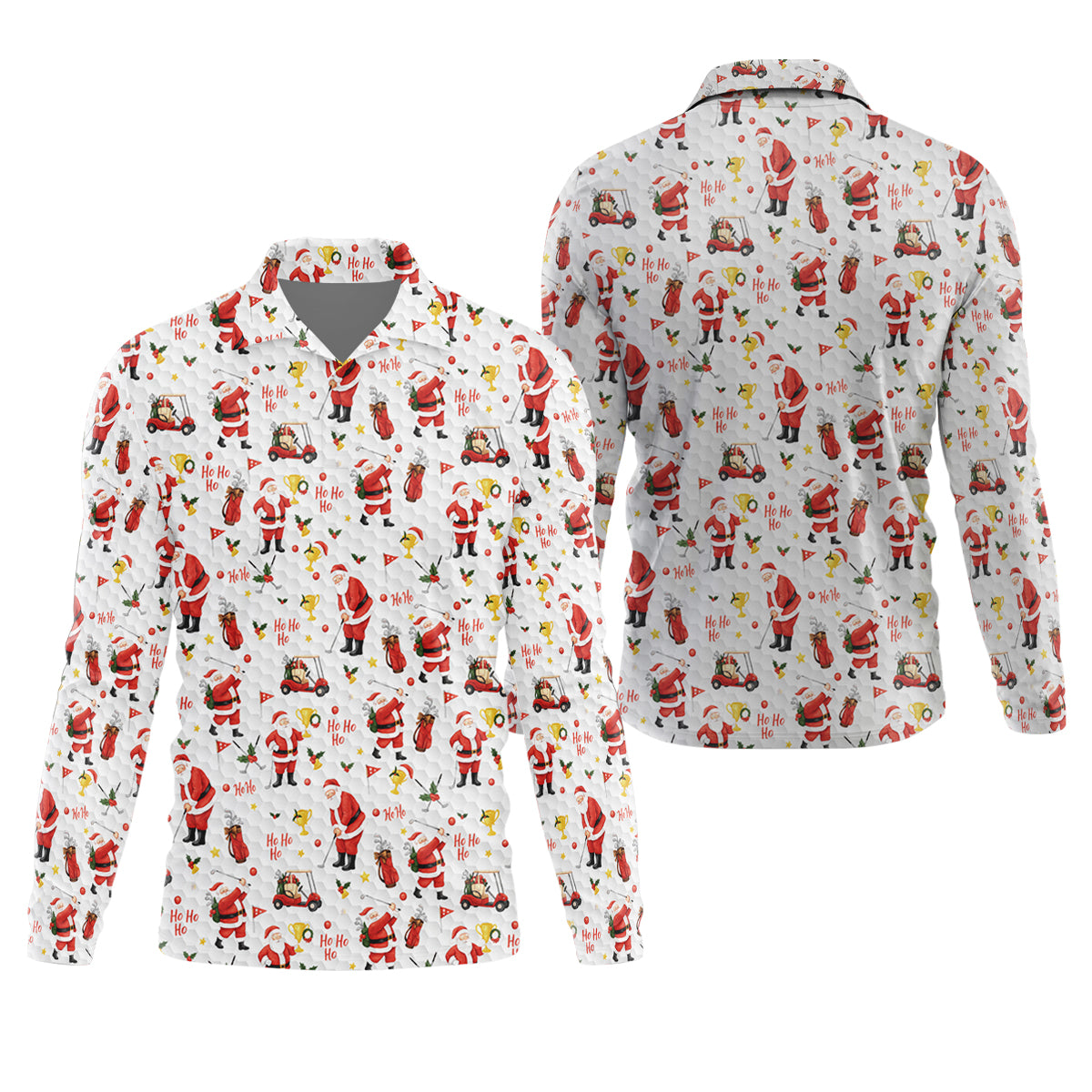 Ho Ho Ho Santa Golf Tops For Men, Christmas Golf Shirt, Fun Golf Shirts For Men, Polo Shirts For Men