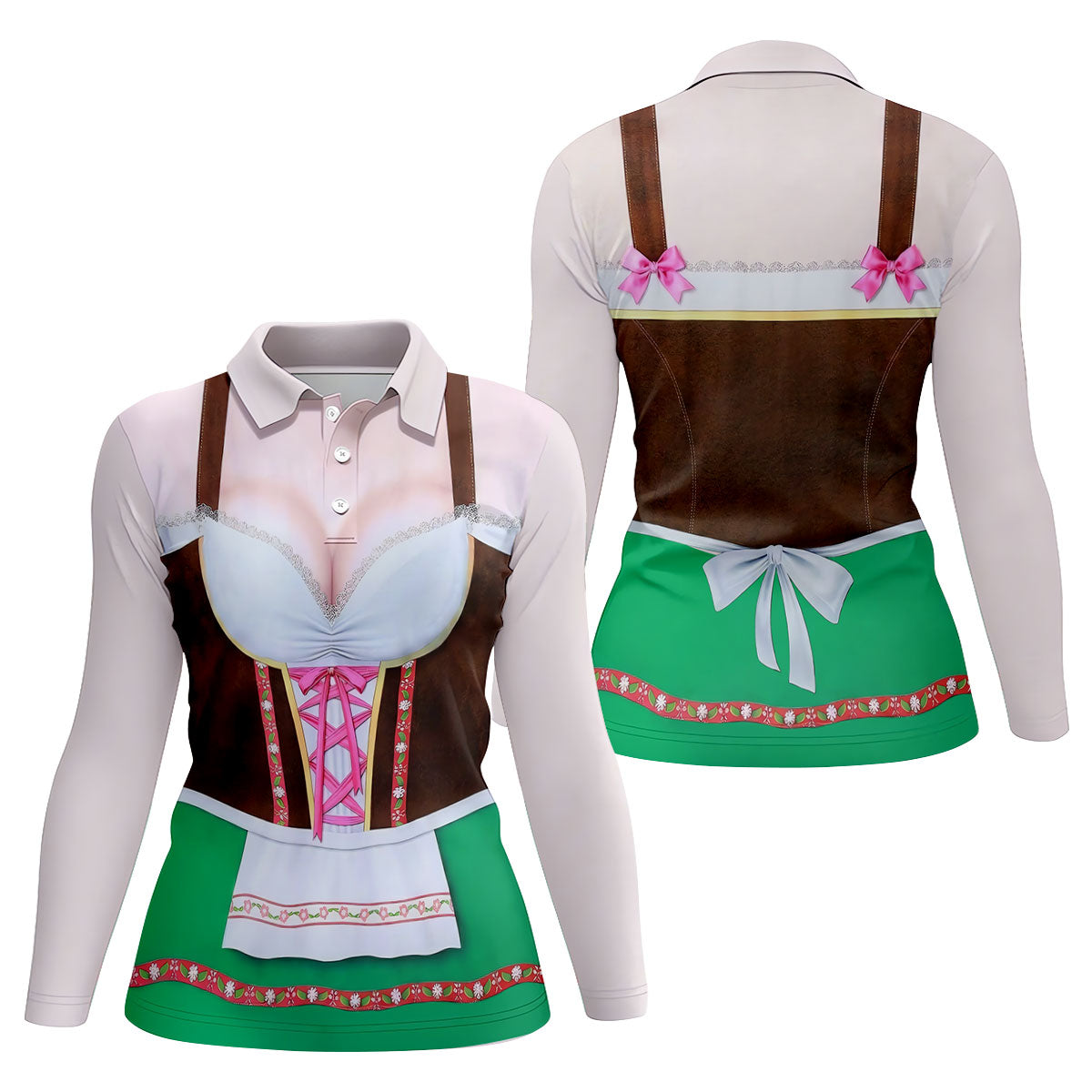 Funny Oktoberfest Dirndl Costume Polo Shirt, Womens Golf Polo, Golf Shirts For Women