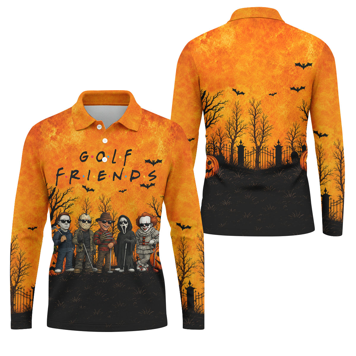 Halloween Golf Friends Hawaiian Golf Shirt, Mens Golf Polo, Golf Shirts For Men