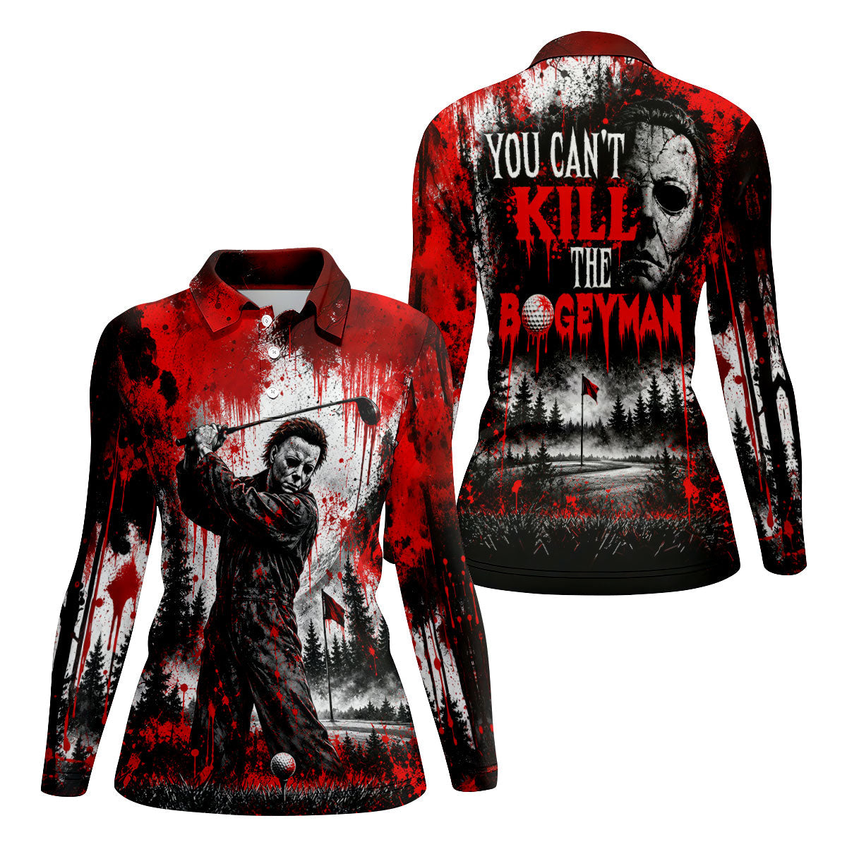 You Can't Kill Bogeyman Halloween Horror Character Polo Shirt, Golf Polo, Womens Golf Tops