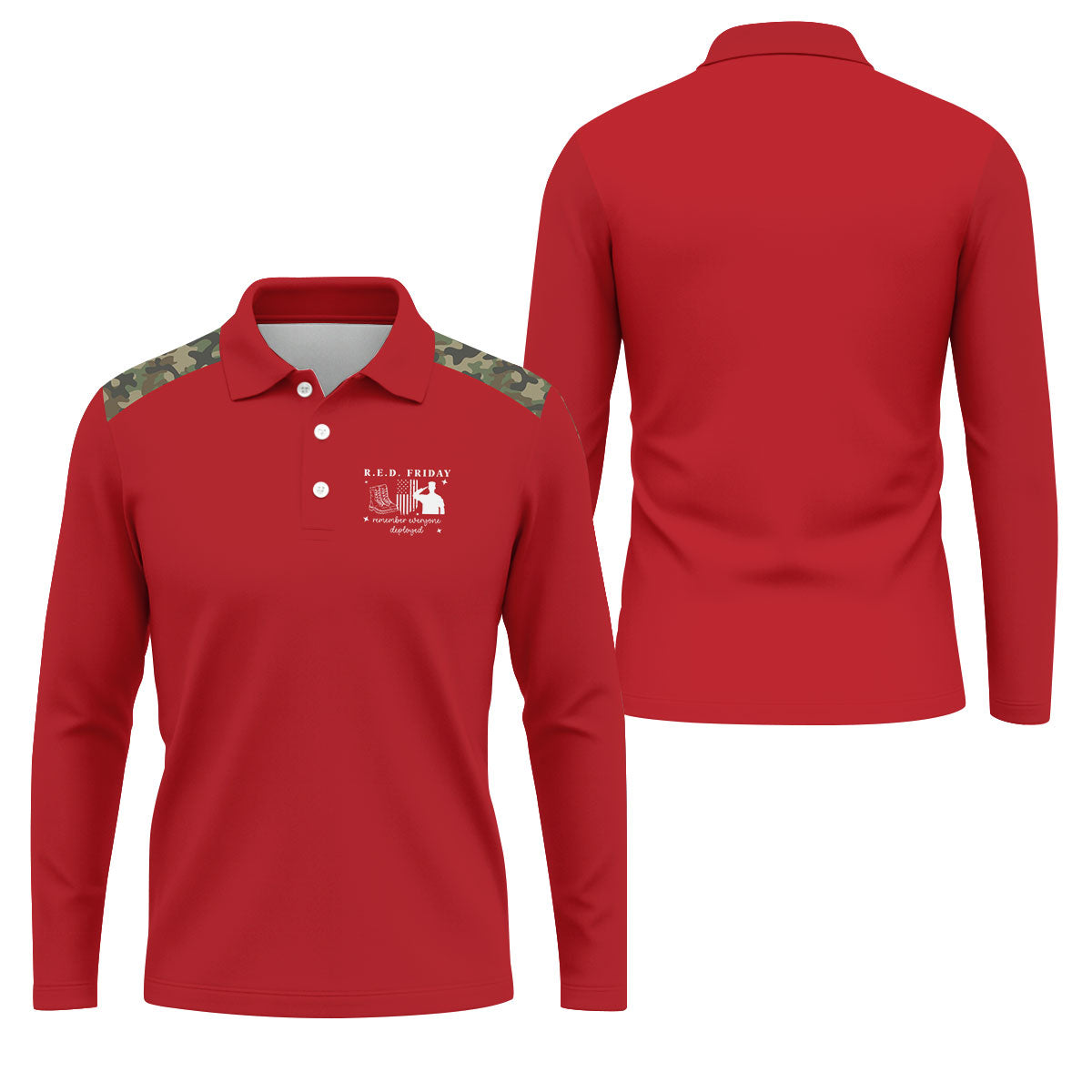 RED Friday Camo Red Patriotic 4th Of July Golf Shirt, 250th Anniversary Golf Shirts For Men