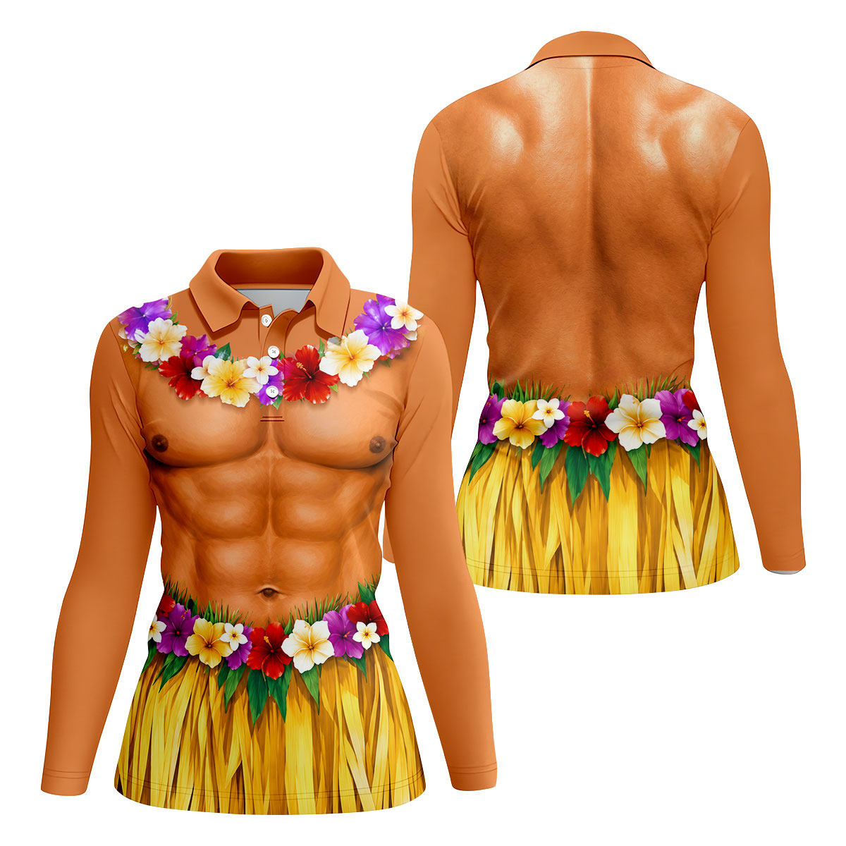 Funny Beach Body Golf Shirt, Hawaiian Luau Women's Golf Polo, Polo Shirts For Women
