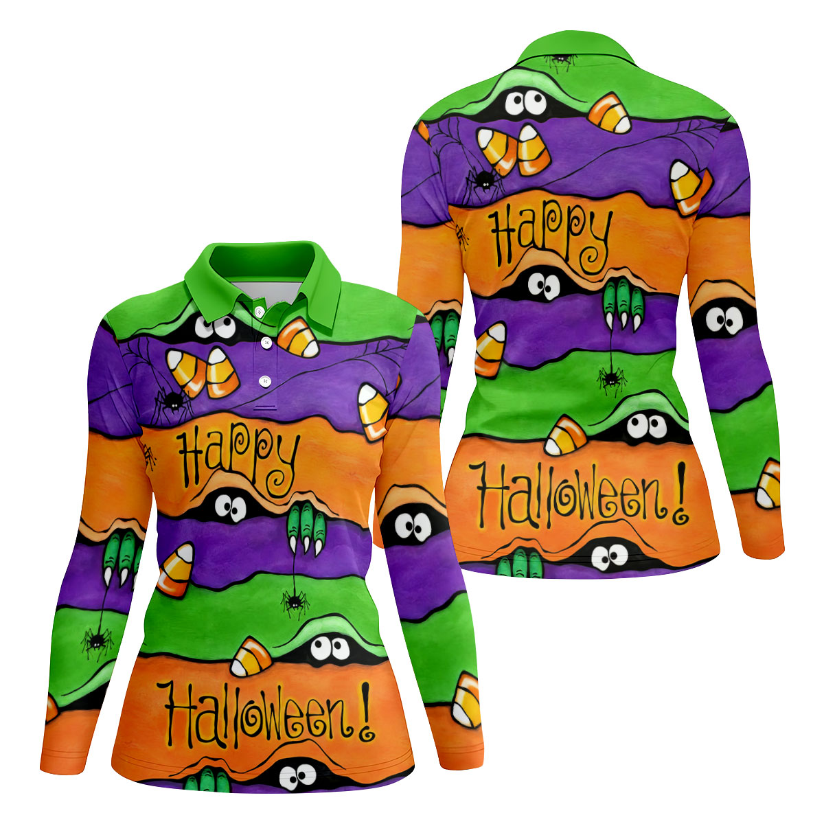 Happy Halloween Candy Monster Horror Character Polo Shirt, Golf Shirt, Women's Golf Polo