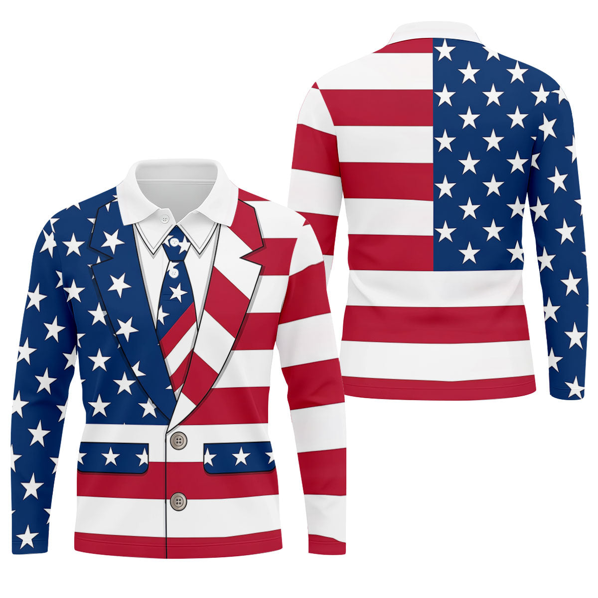 US Flag Tuxedo Costume Patriotic 4th Of July Golf Shirt, 250 Years Polo Shirts For Men